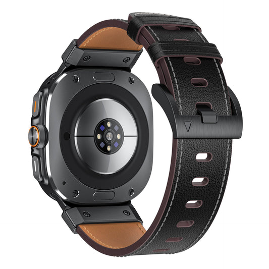 Mecha Bezel Leather Strap for Galaxy Watch 7 Ultra/8 Ultra