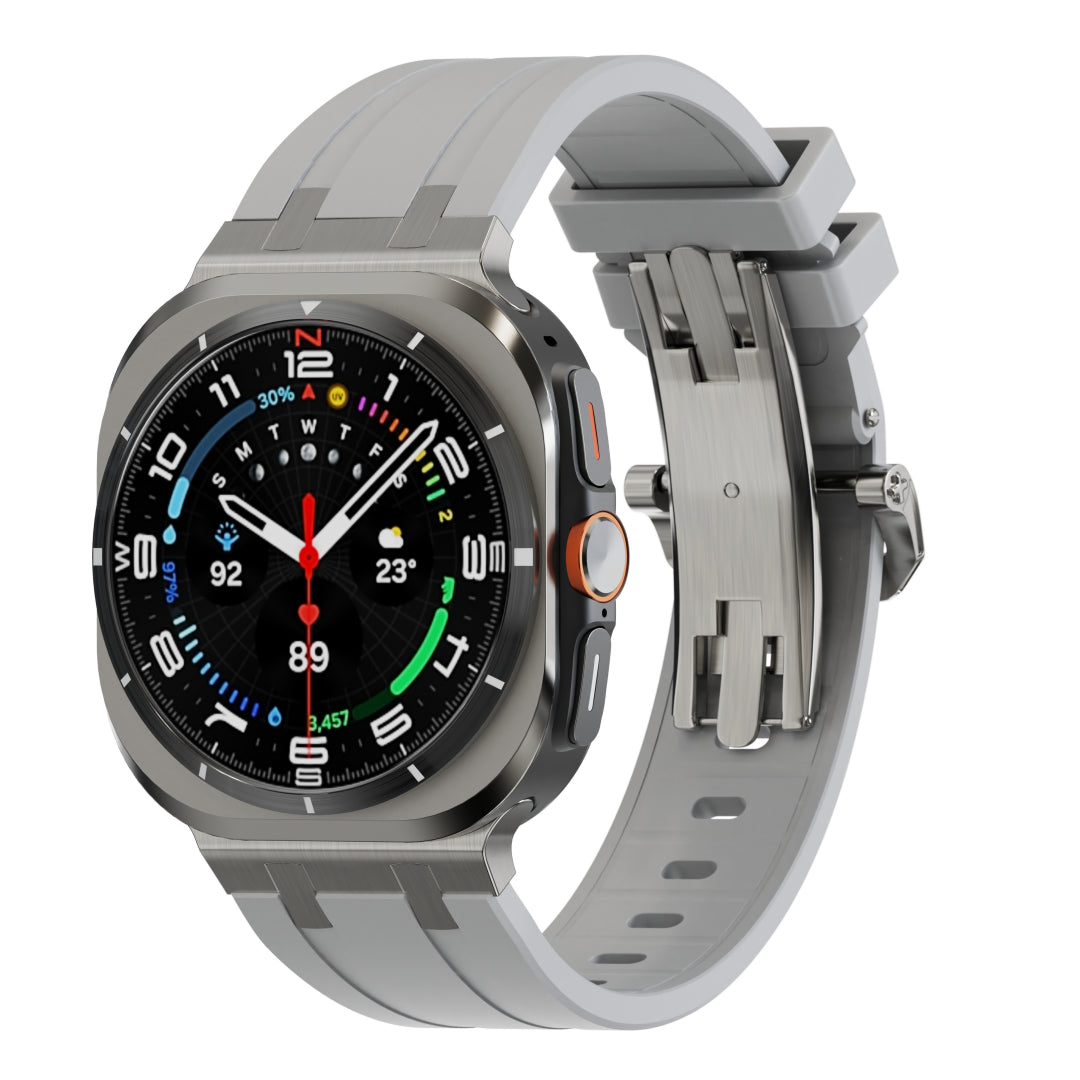 Luxury AP Butterfly Buckle Silicone Band For Galaxy Watch 7 Ultra/8 Ultra
