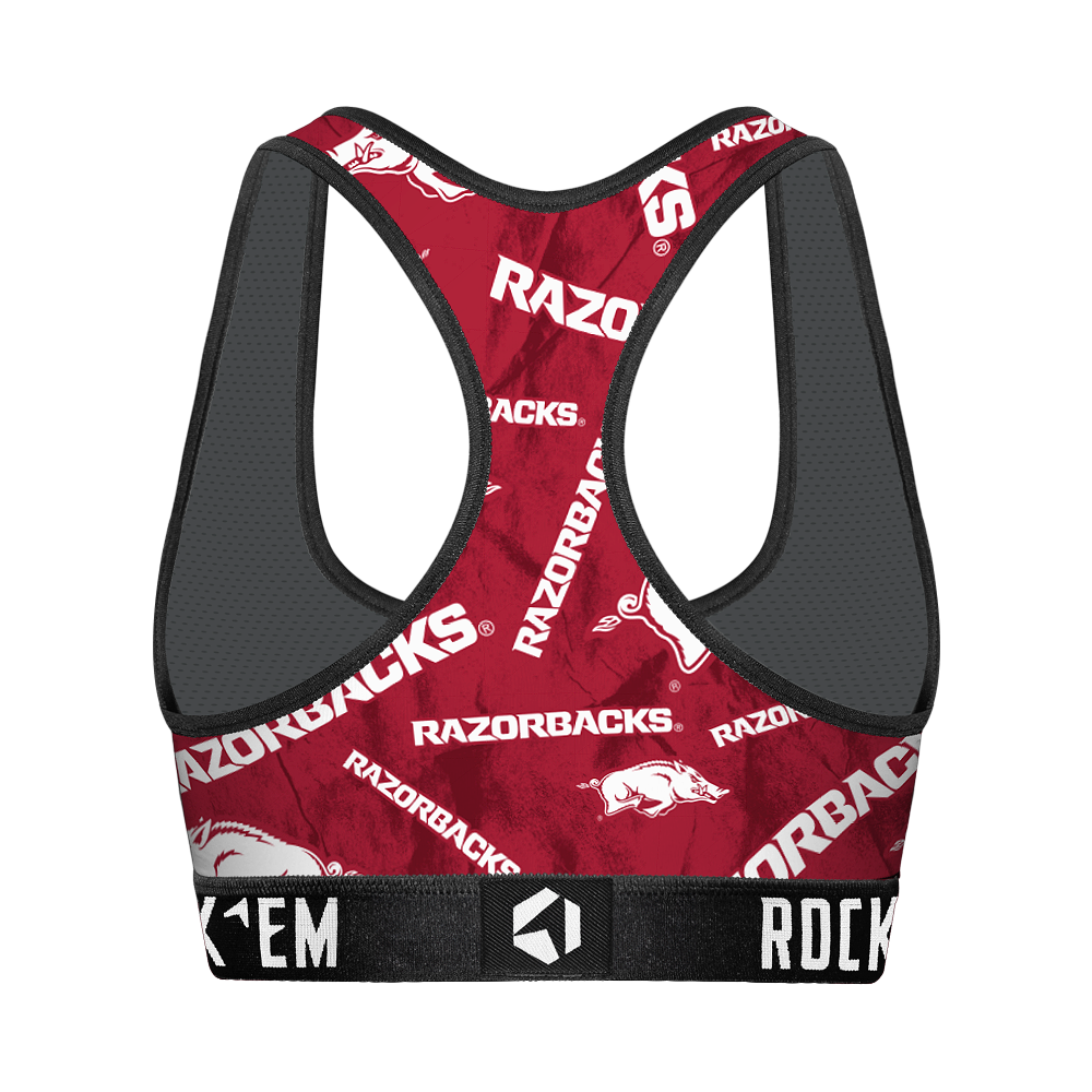 Women's Sports Bra - Arkansas Razorbacks - Logo All-Over