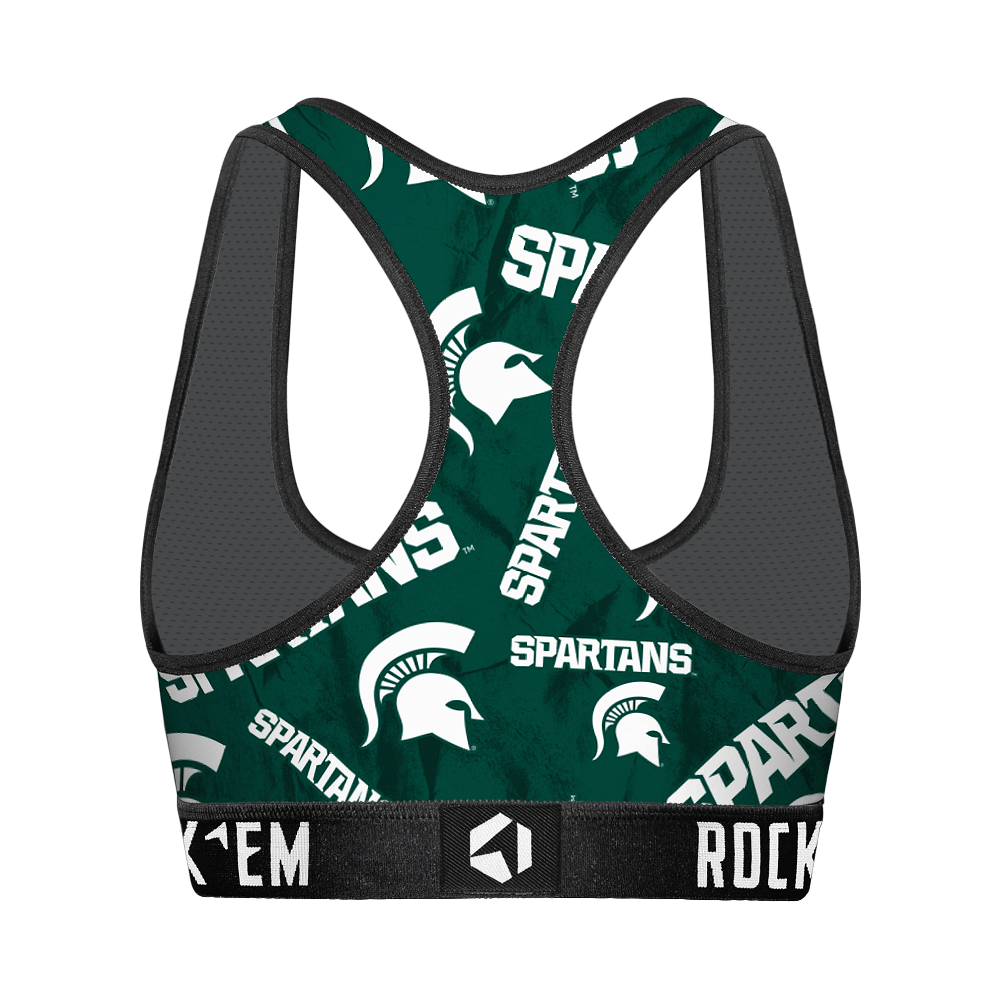 Women's Sports Bra - Michigan State Spartans - Logo All-Over
