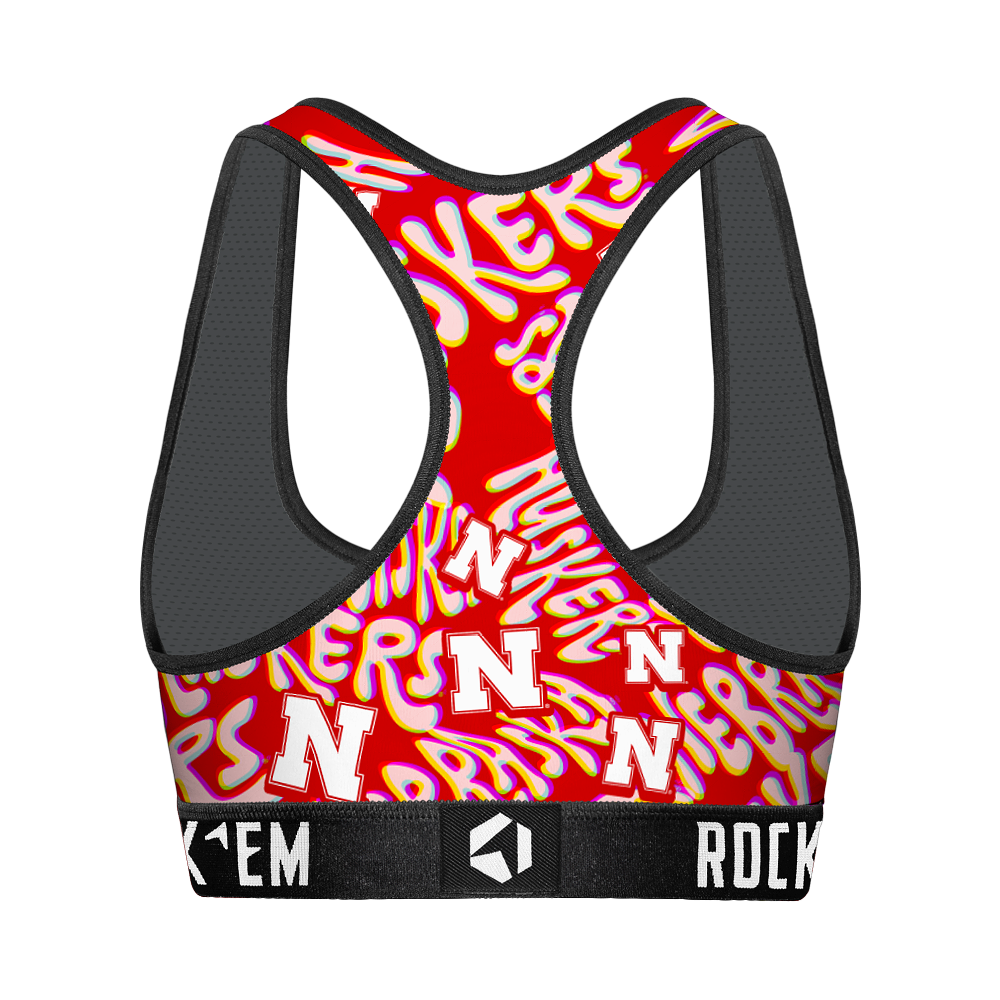 Women's Sports Bra - Nebraska Huskers - Twisted Wordmark