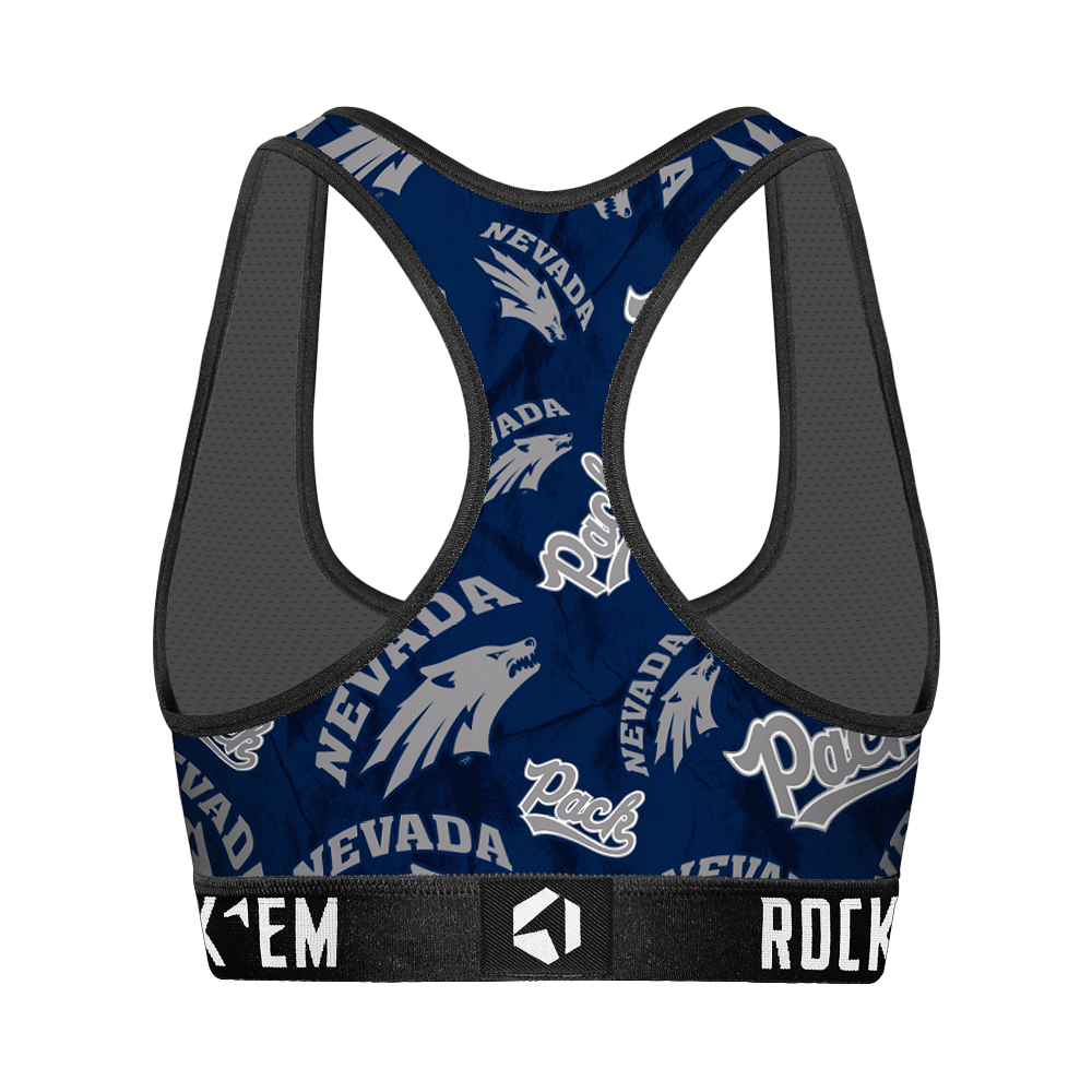 Women's Sports Bra - Nevada Wolf Pack - Logo All-Over