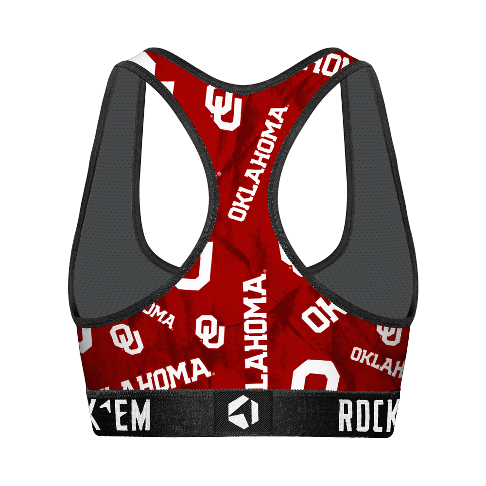 Women's Sports Bra - Oklahoma Sooners - Logo All-Over