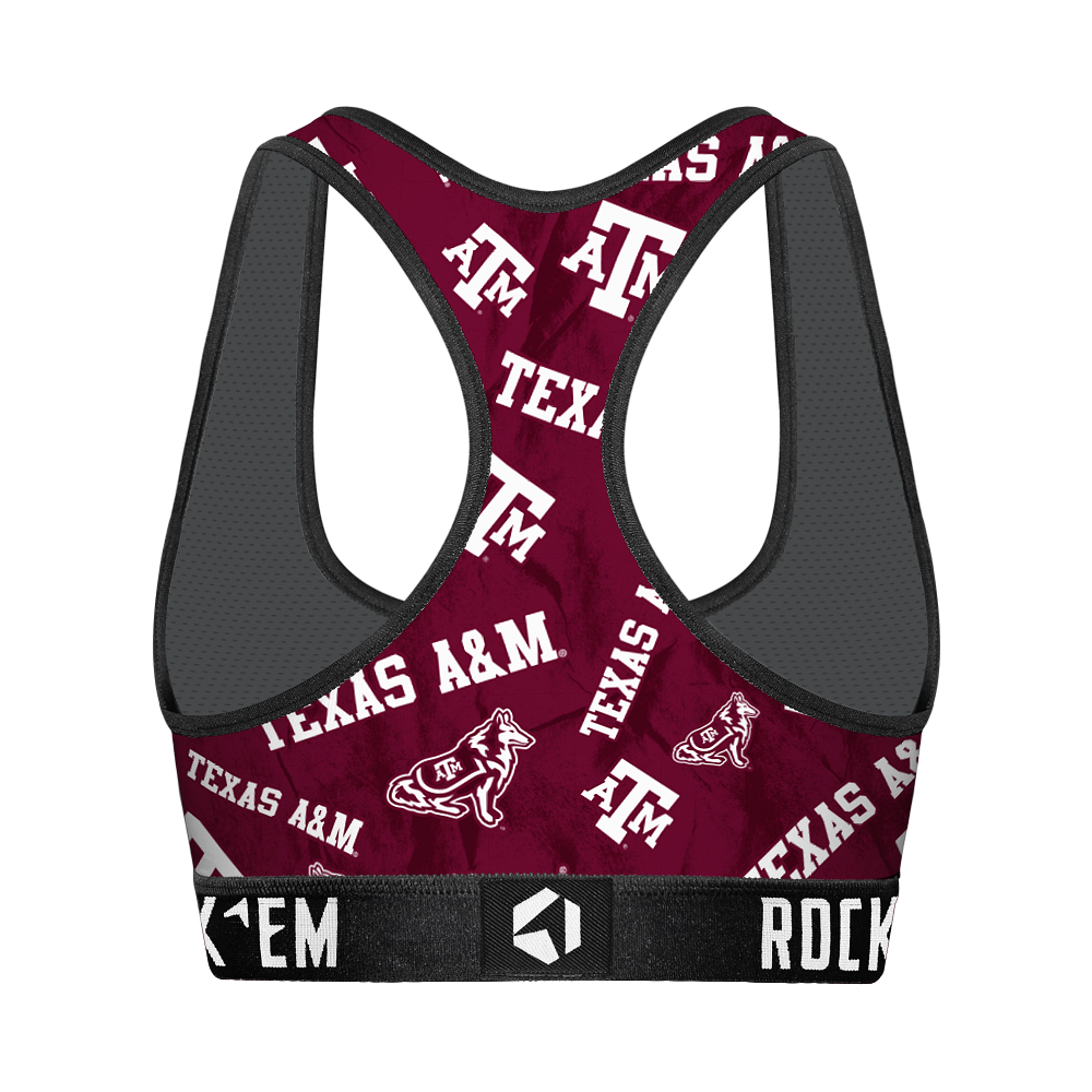 Women's Sports Bra - Texas A&M Aggies - Logo All-Over