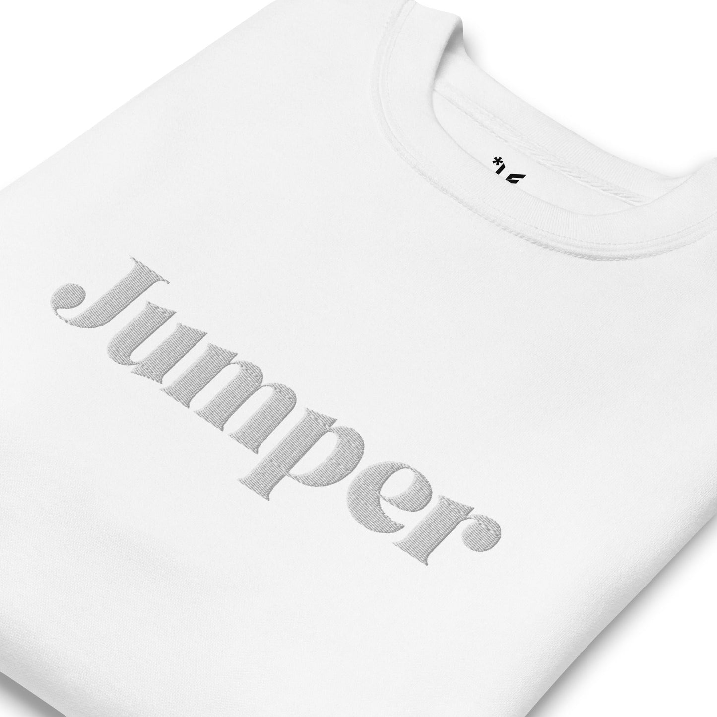 Unisex Premium Sweatshirt - Embroidered - Jumper (White On White)