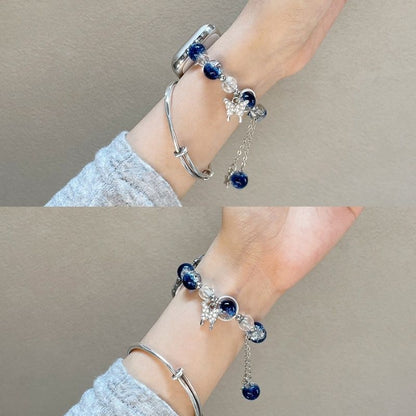 Blue Star Diamond Butterfly Chic Tweed Women's Watch Strap for Apple Watch