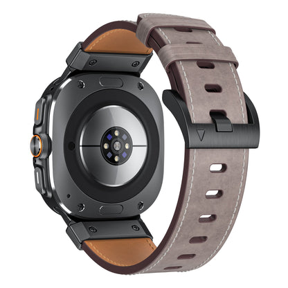 Mecha Bezel Leather Strap for Galaxy Watch 7 Ultra/8 Ultra