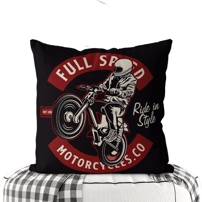 Motorcycle-Themed Double-Sided Square Pillow