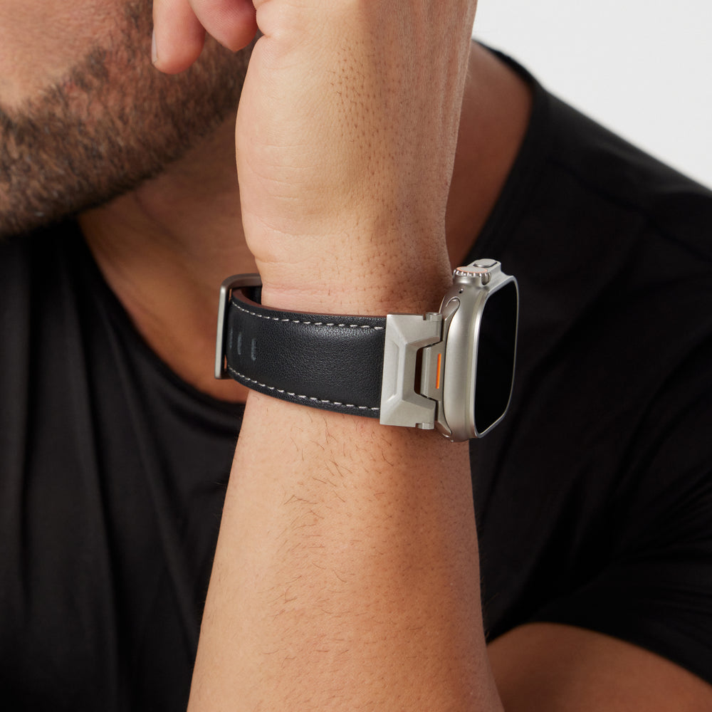 Mecha-Inspired Vintage Leather Band for Apple Watch