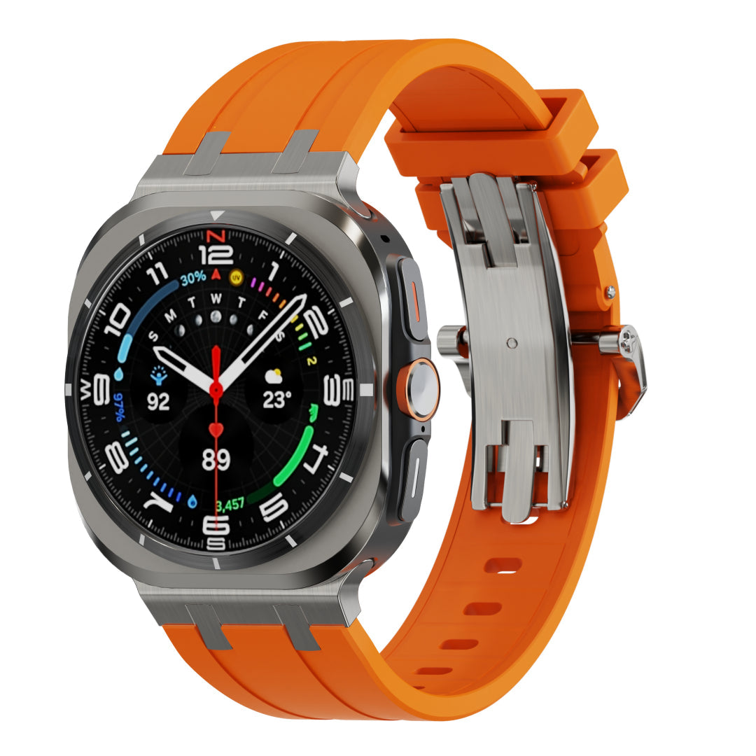 Luxury AP Butterfly Buckle Silicone Band For Galaxy Watch 7 Ultra/8 Ultra