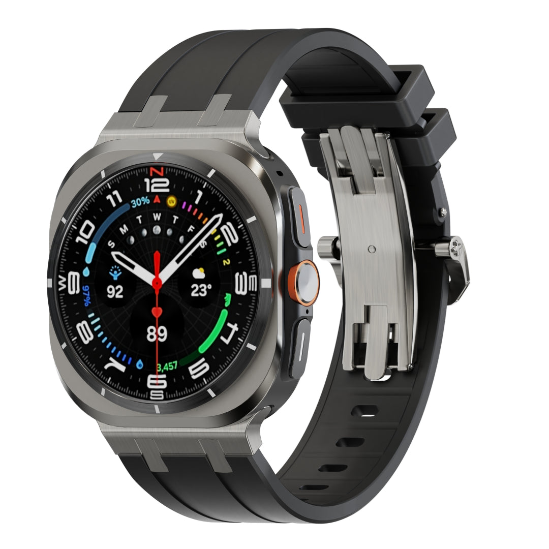 Luxury AP Butterfly Buckle Silicone Band For Galaxy Watch 7 Ultra/8 Ultra