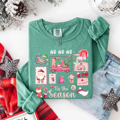 Comfort Colors Long Sleeve Ho Ho Ho Tis The Season Christmas Shirt