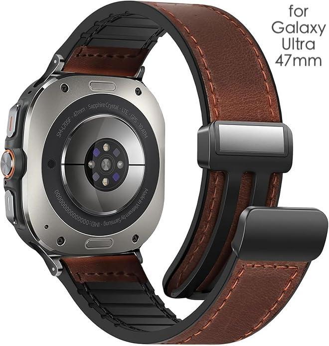 Magnetic Leather Watch Band for Galaxy Watch 7Ultra/8Ultra