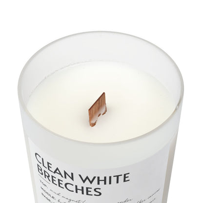 Frosted Glass Candle, 11oz - Clean White Breeches