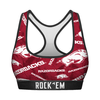 Women's Sports Bra - Arkansas Razorbacks - Logo All-Over