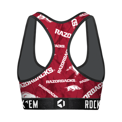 Women's Sports Bra - Arkansas Razorbacks - Logo All-Over