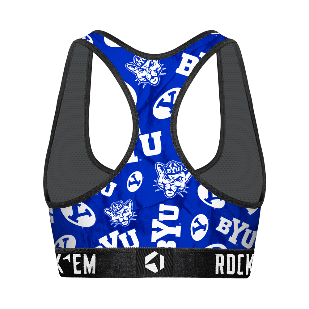 Women's Sports Bra - BYU Cougars - Logo All-Over