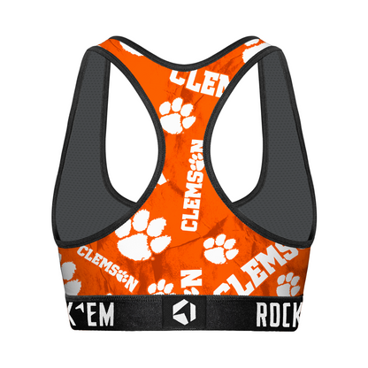 Women's Sports Bra - Clemson Tigers - Logo All-Over