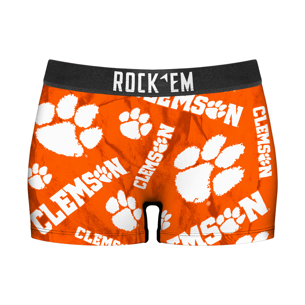 Women's Boy Shorts - Clemson Tigers - Logo All-Over
