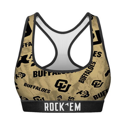 Women's Sports Bra - Colorado Buffaloes - Logo All-Over