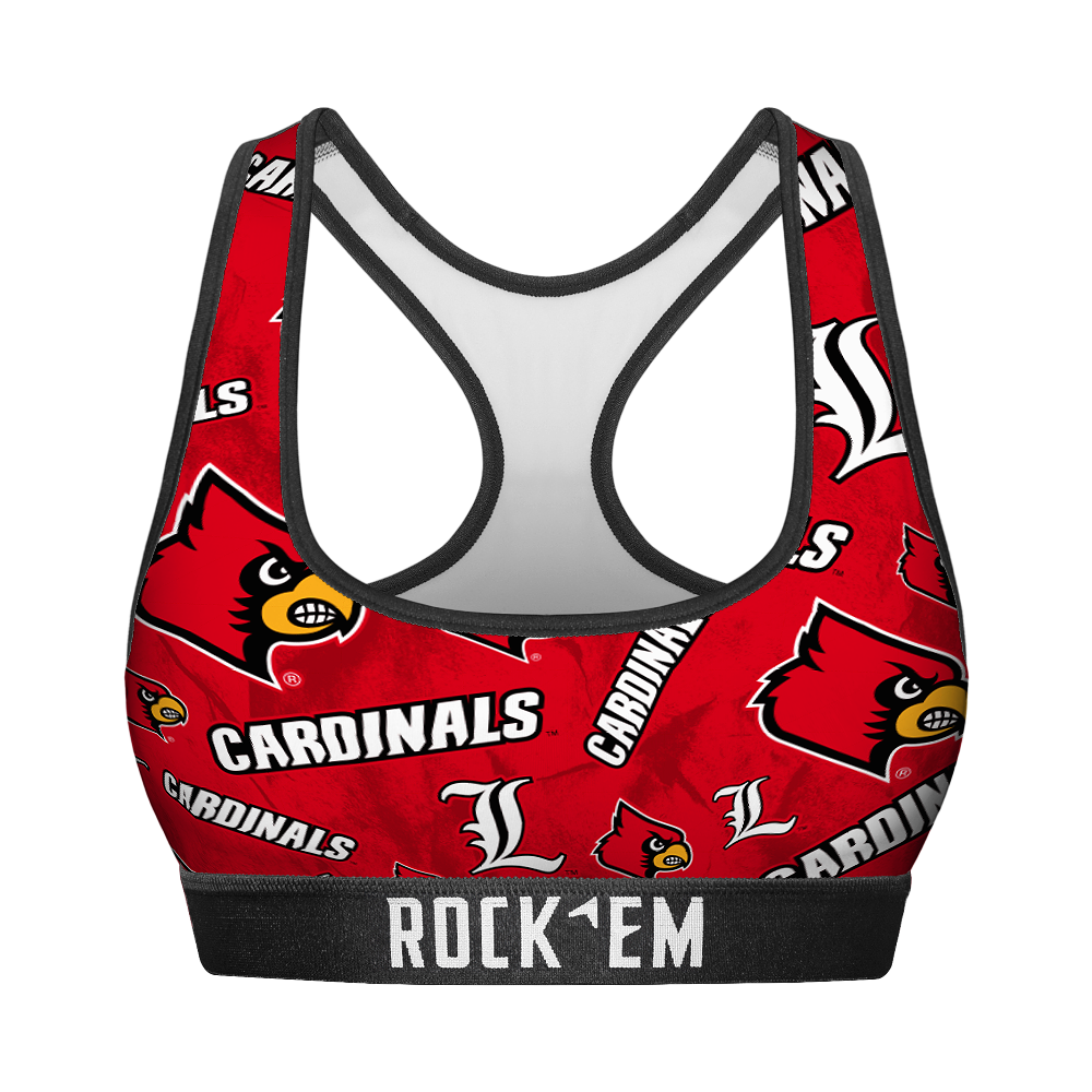 Women's Sports Bra - Louisville Cardinals - Logo All-Over