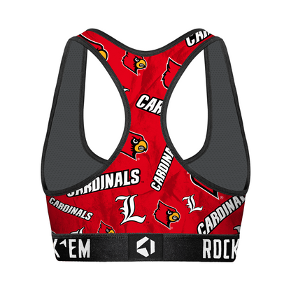 Women's Sports Bra - Louisville Cardinals - Logo All-Over