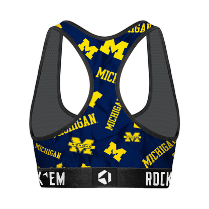 Women's Sports Bra - Michigan Wolverines - Logo All-Over