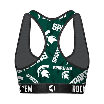 Women's Sports Bra - Michigan State Spartans - Logo All-Over