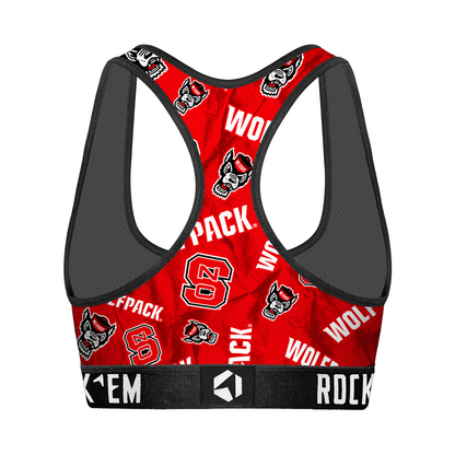 Women's Sports Bra - NC State Wolfpack - Logo All-Over
