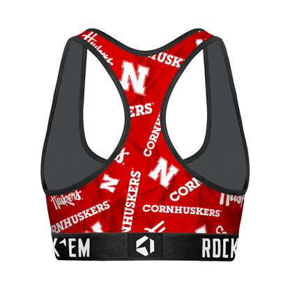 Women's Sports Bra - Nebraska Huskers - Logo All-Over