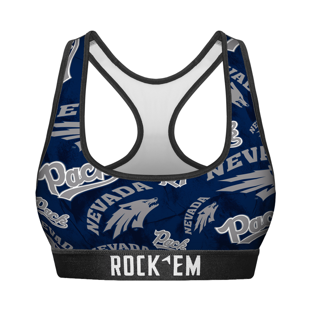 Women's Sports Bra - Nevada Wolf Pack - Logo All-Over