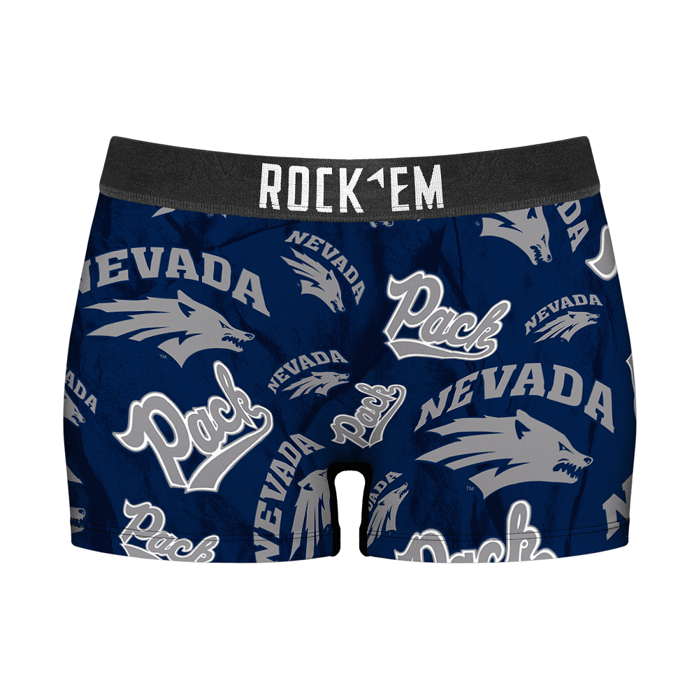Women's Boy Shorts - Nevada Wolf Pack - Logo All-Over
