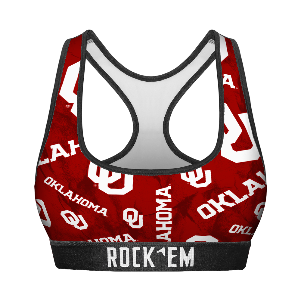 Women's Sports Bra - Oklahoma Sooners - Logo All-Over