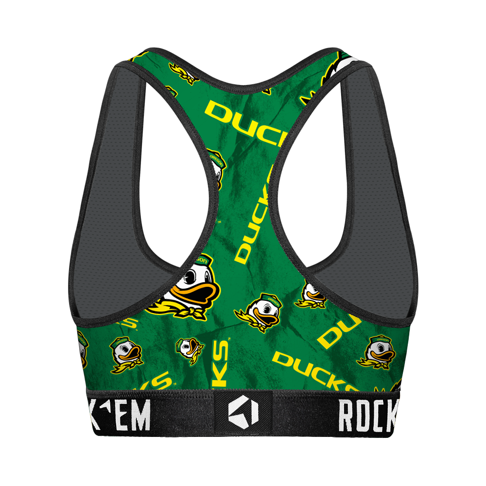 Women's Sports Bra - Oregon Ducks - Logo All-Over