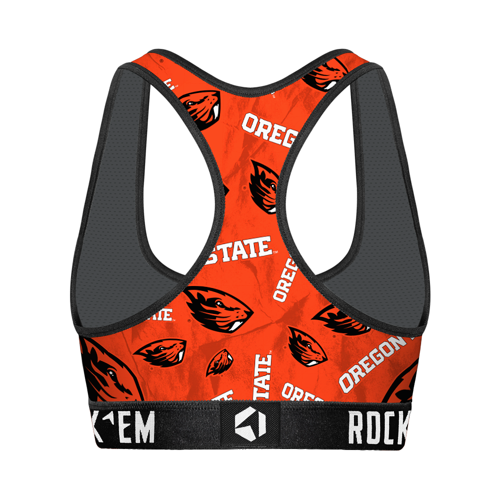 Women's Sports Bra - Oregon State Beavers - Logo All-Over
