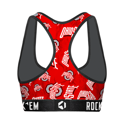 Women's Sports Bra - Ohio State Buckeyes - Logo All-Over