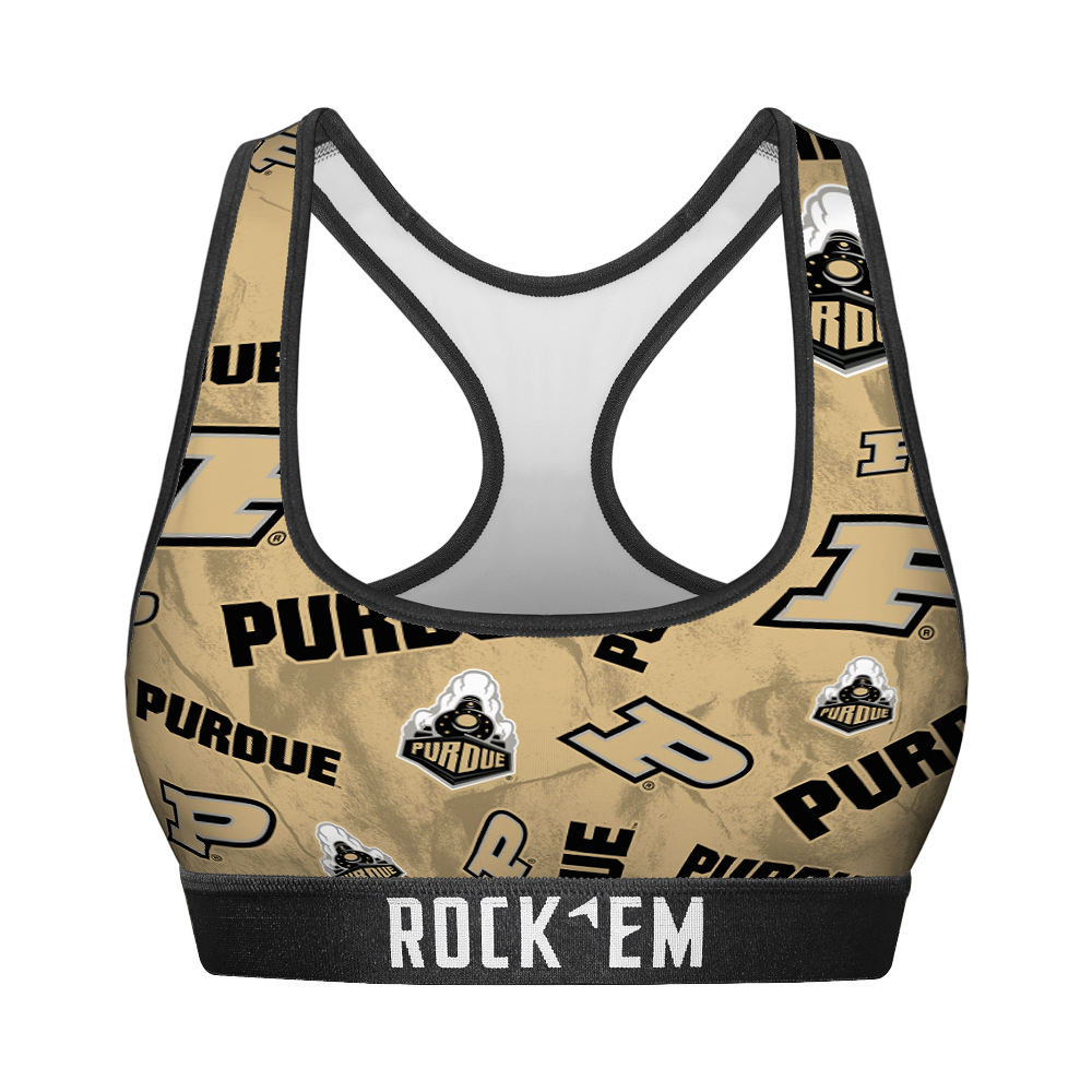 Women's Sports Bra - Purdue Boilermakers - Logo All-Over