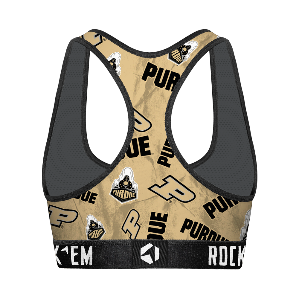 Women's Sports Bra - Purdue Boilermakers - Logo All-Over