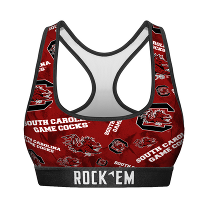 Women's Sports Bra - South Carolina Gamecocks - Logo All-Over