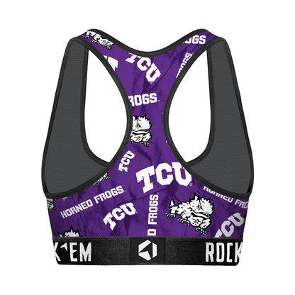 Women's Sports Bra - TCU Horned Frogs - Logo All-Over