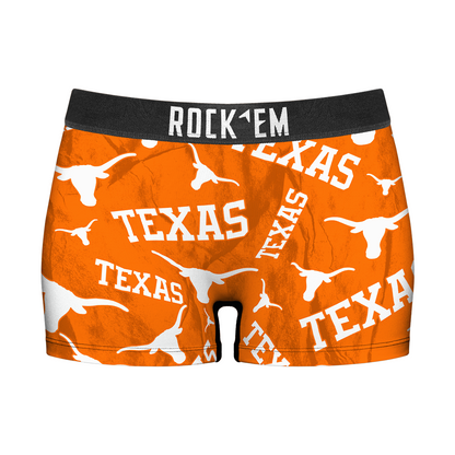 Women's Boy Shorts - Texas Longhorns - Logo All-Over