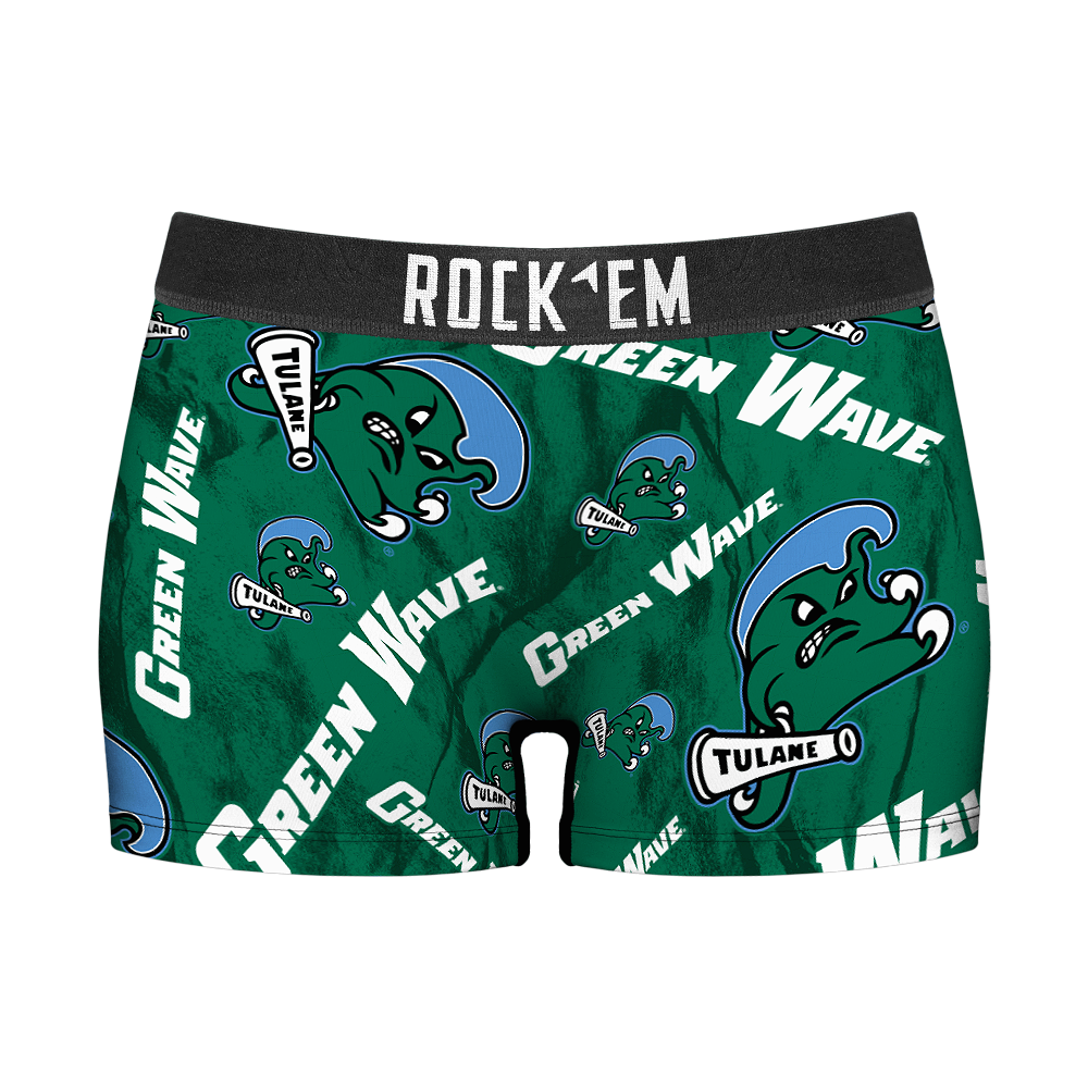 Women's Boy Shorts - Tulane Green Wave - Logo All-Over