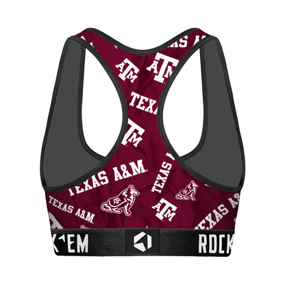 Women's Sports Bra - Texas A&M Aggies - Logo All-Over