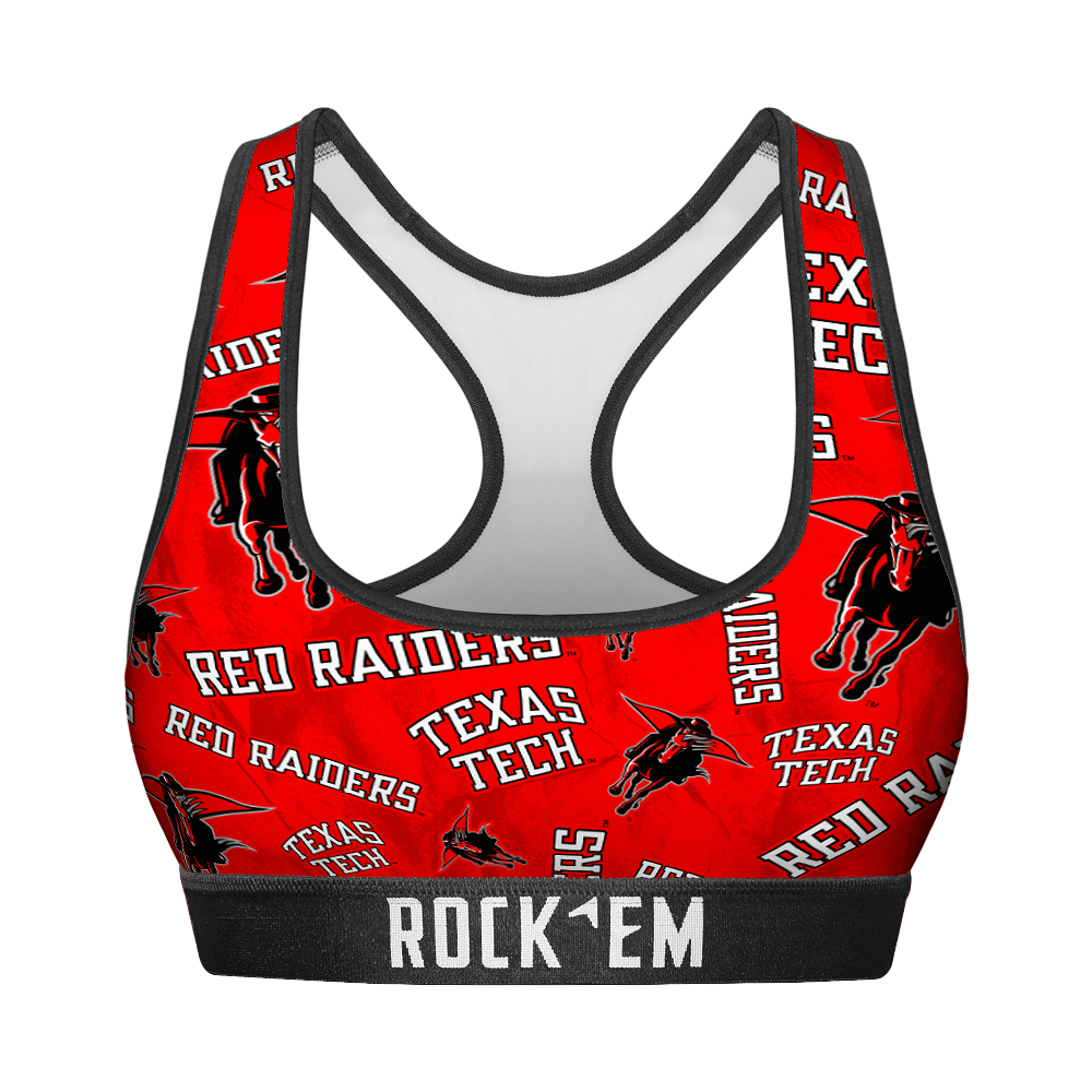 Women's Sports Bra - Texas Tech Red Raiders - Logo All-Over