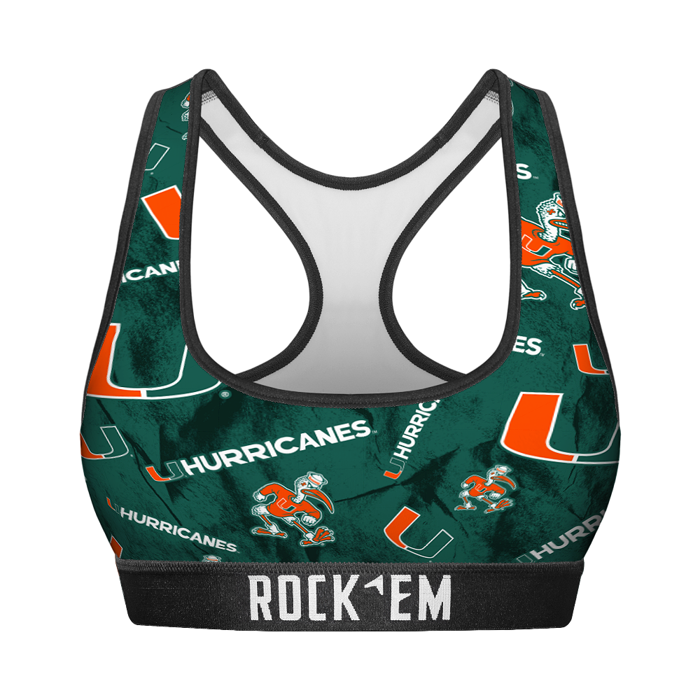 Women's Sports Bra - Miami Hurricanes - Logo All-Over