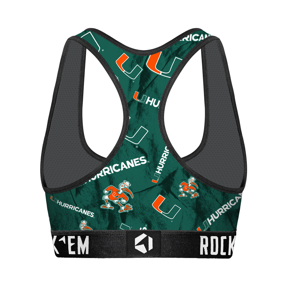 Women's Sports Bra - Miami Hurricanes - Logo All-Over