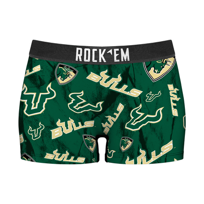 Women's Boy Shorts - USF Bulls - Logo All-Over