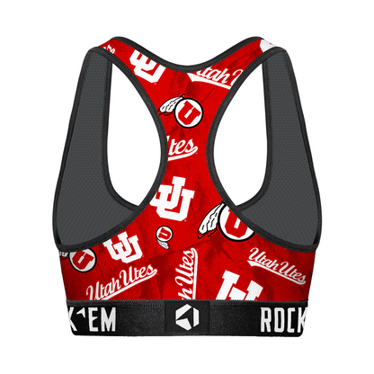 Women's Sports Bra - Utah Utes - Logo All-Over