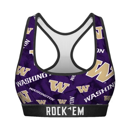 Women's Sports Bra - Washington Huskies - Logo All-Over
