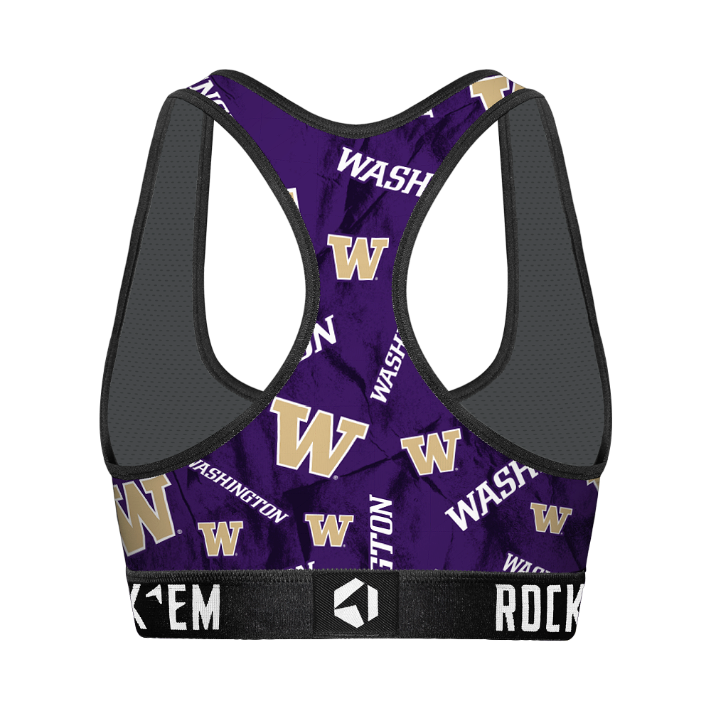 Women's Sports Bra - Washington Huskies - Logo All-Over